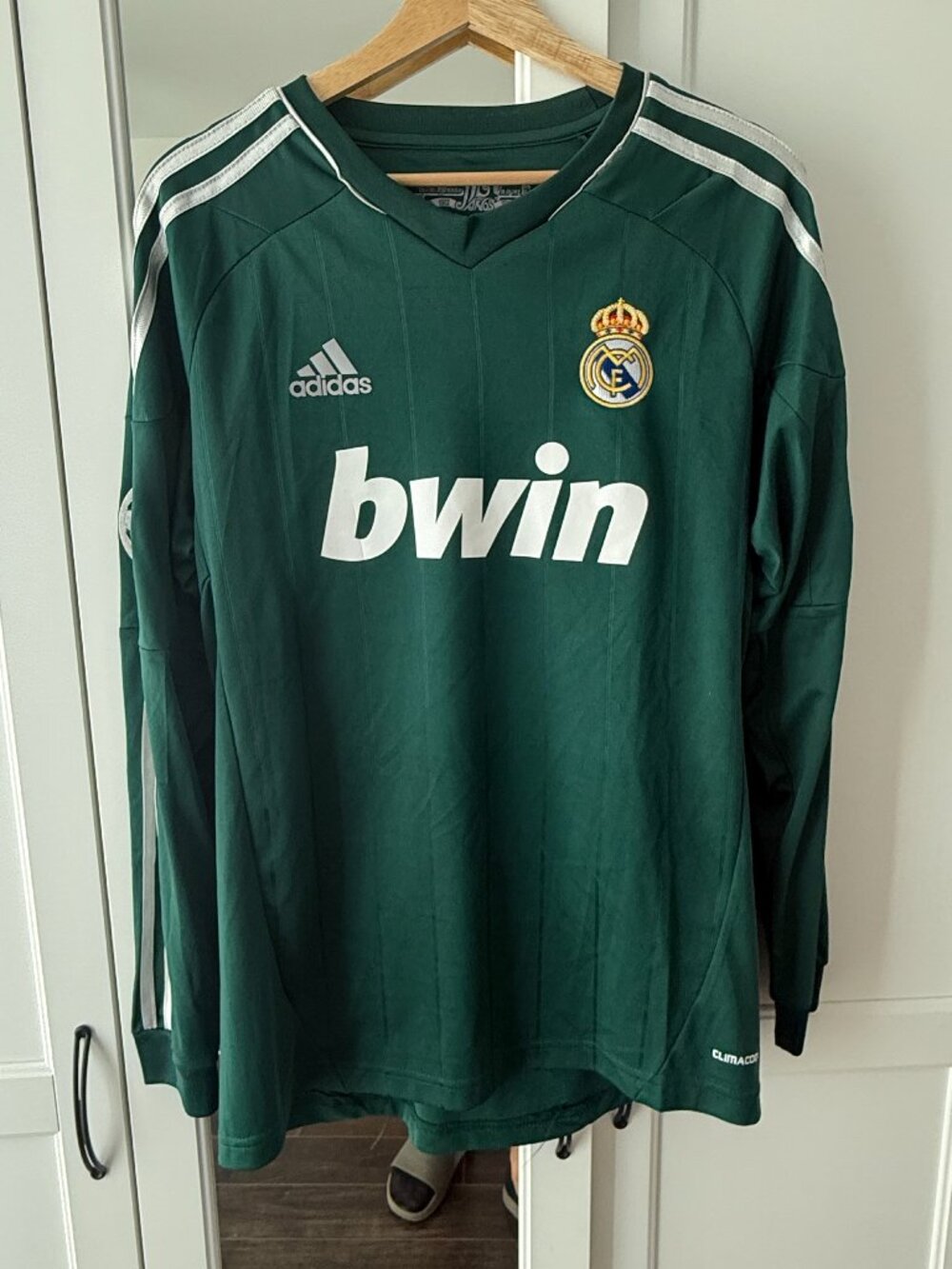 Real Madrid 2012/13 Adidas Green Third Jersey Long Sleeve UCL Men M Vintage